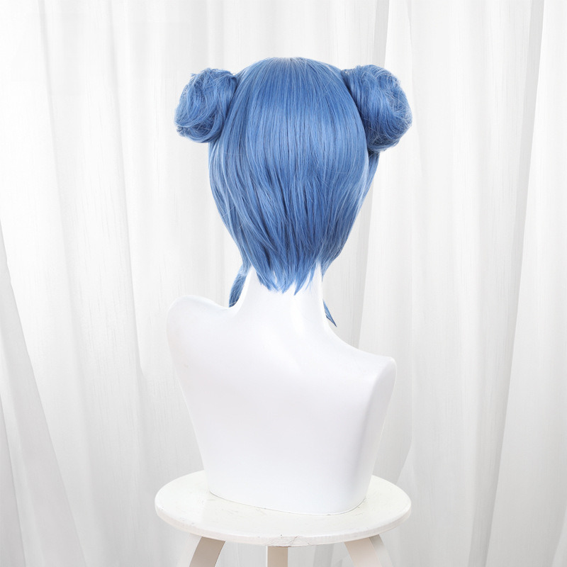 Zhu Bi Ya Zhong Hua Feng Blue Bun Hair Bun Cosplay Wig for Fairy Tail - 178GA - Image 5