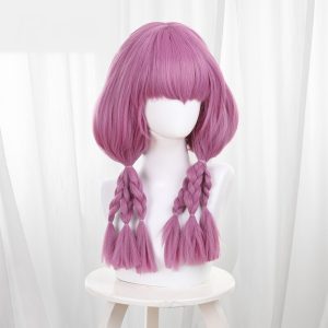 Frieren Pink-purple Braided Medium-length Cosplay Wig - 512Y