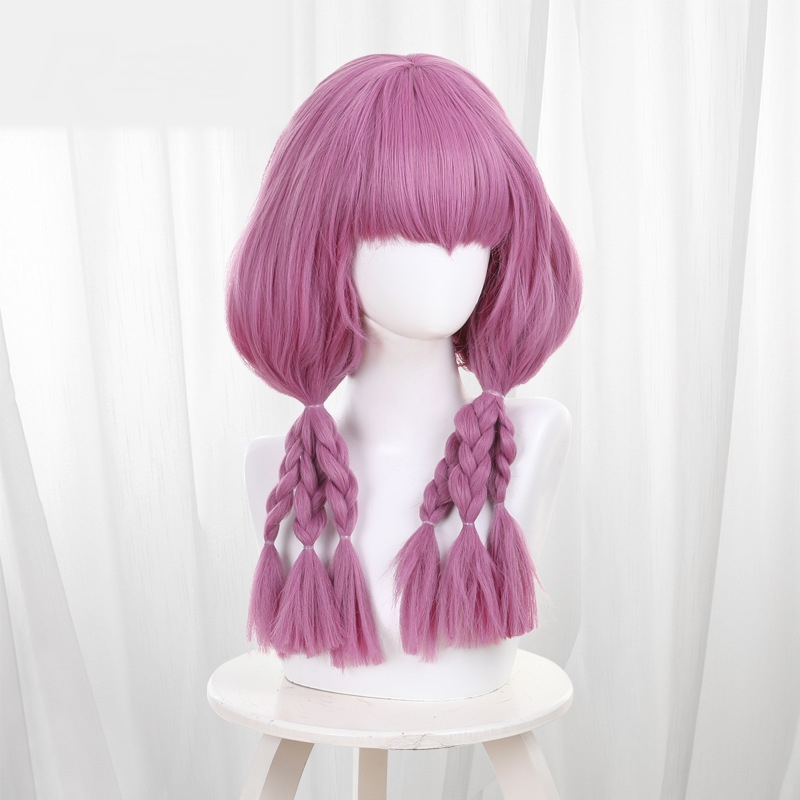 Frieren Pink-purple Braided Medium-length Cosplay Wig - 512Y