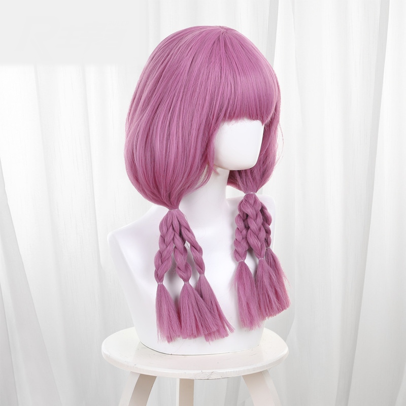 Frieren Pink-purple Braided Medium-length Cosplay Wig - 512Y - Image 2