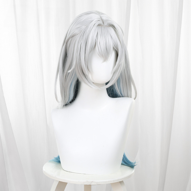 Firefly Gradient Silver Gray Scalp-top Long Straight Cosplay Wig for Honkai: Star Rail - 566G - Image 2
