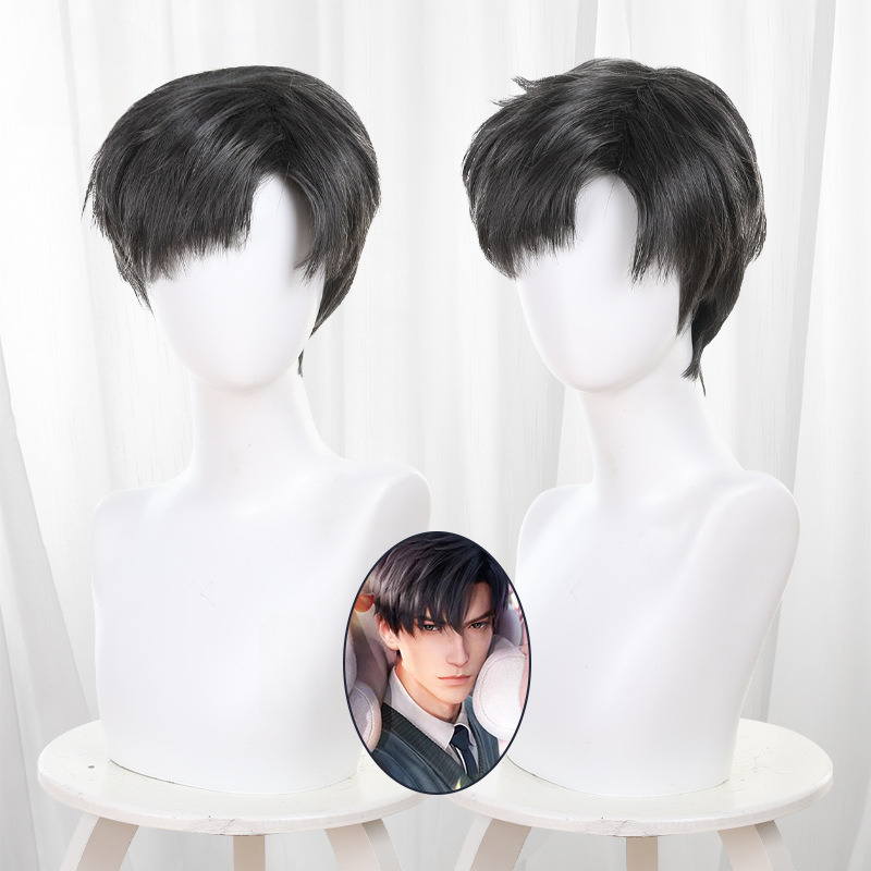 Lian Yu Shen Kong Li Shen Hei Se Ding Mo Yong Short Layered Teased Cosplay Wig - 459H