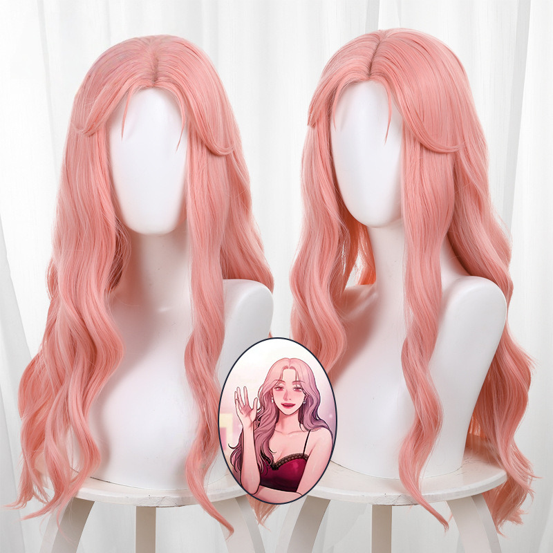 Wu Hui La Fa Gray-pink Scalp-top Long Wavy Cosplay Wig for Bad Thinking Diary - 576K