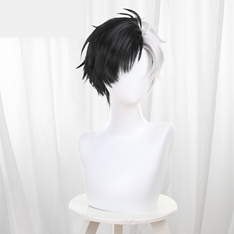 Haruka Sakura Black-white Scalp-top Short Styled Cosplay Wig for Wind Breaker - 578A