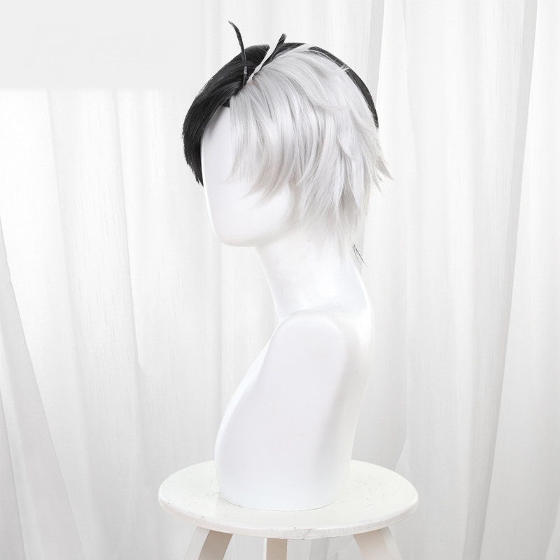 Haruka Sakura Black-white Scalp-top Short Styled Cosplay Wig for Wind Breaker - 578A - Image 3