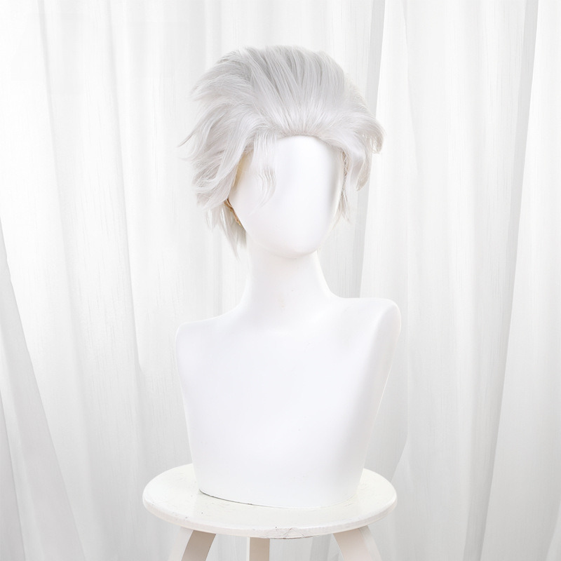 Hajime Umemiya Silver-white Slicked-back Short Styled Cosplay Wig for Wind Breaker - 578E - Image 3