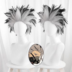 Gen Narumi Black-white Short Teased Spiked Cosplay Wig for Kaiju No. 8 - 574D
