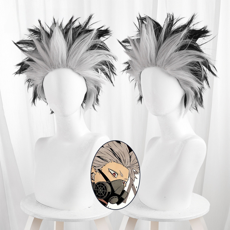 Gen Narumi Black-white Short Teased Spiked Cosplay Wig for Kaiju No. 8 - 574D