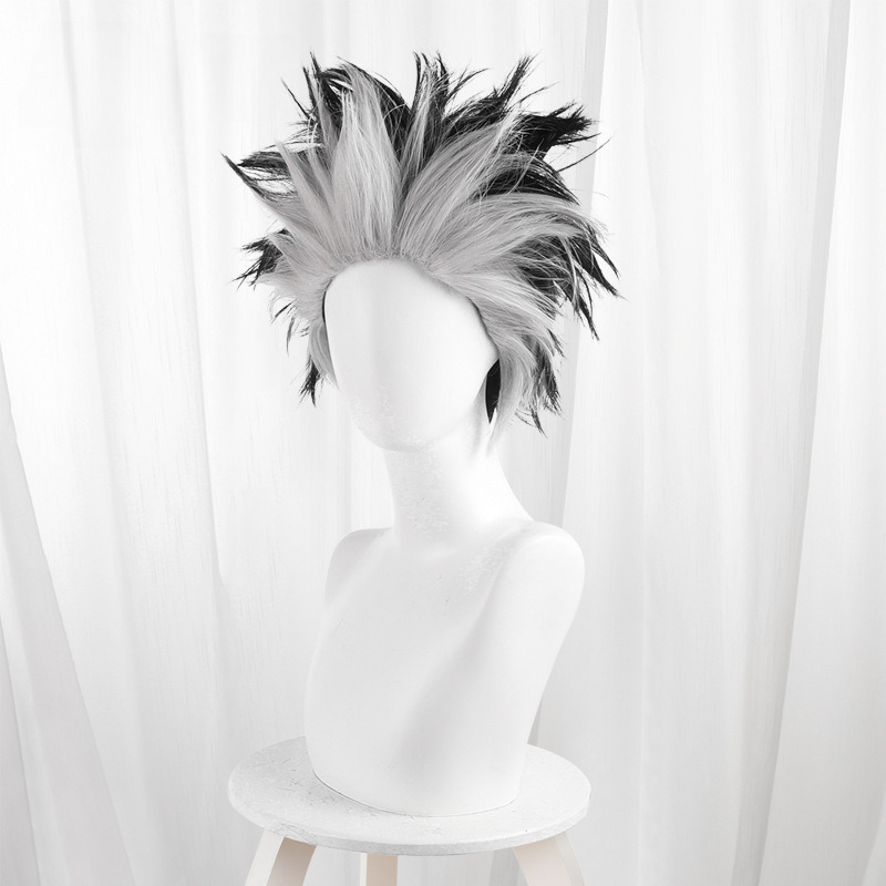 Gen Narumi Black-white Short Teased Spiked Cosplay Wig for Kaiju No. 8 - 574D - Image 2