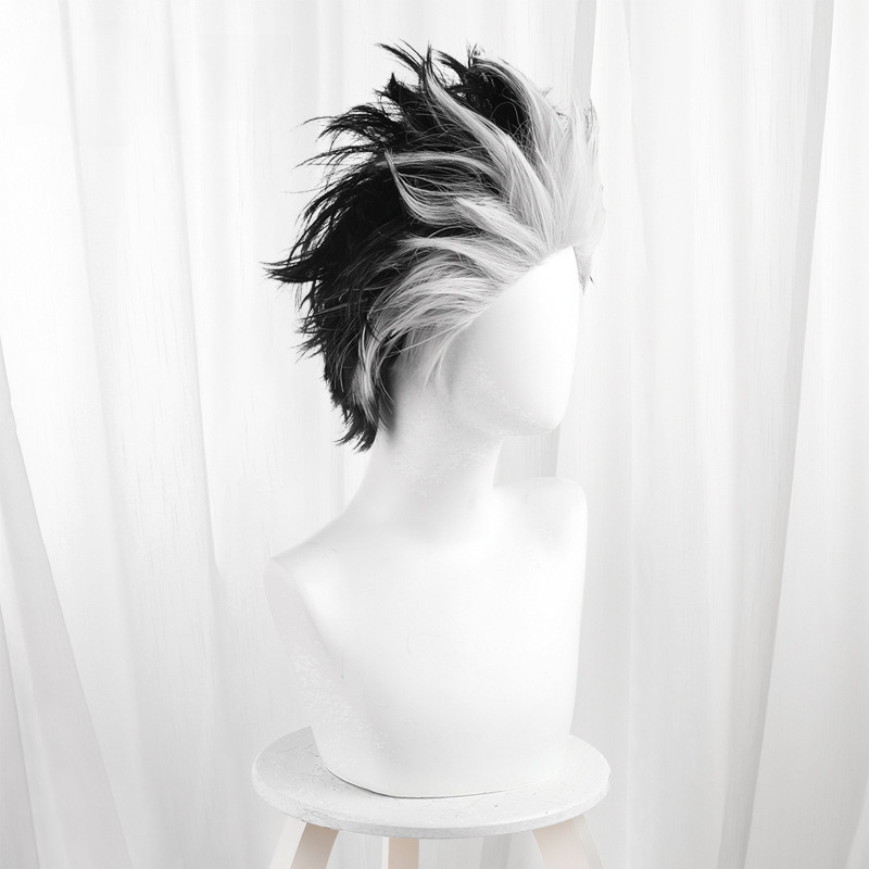 Gen Narumi Black-white Short Teased Spiked Cosplay Wig for Kaiju No. 8 - 574D - Image 3