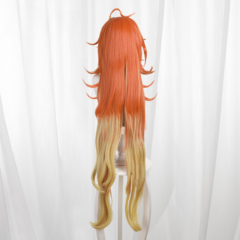 Mavuika Orange-red Gradient Scalp-top Long Cosplay Wig for Genshin Impact - 559N - image 2