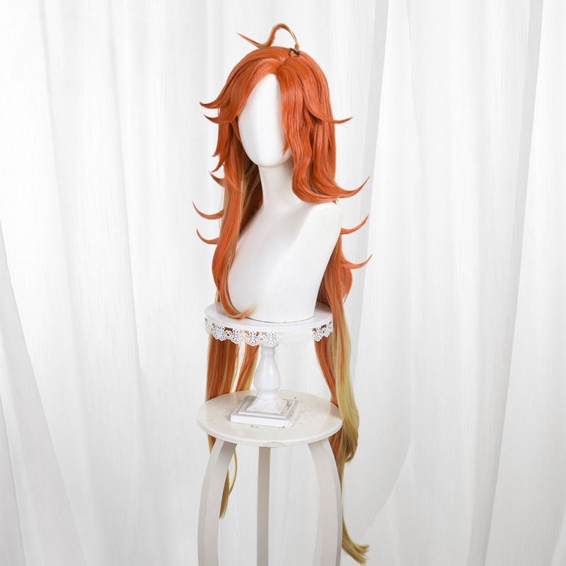 Mavuika Orange-red Gradient Scalp-top Long Cosplay Wig for Genshin Impact - 559N - image 4