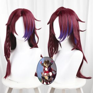 Chasca Gradient Red Scalp-top Braided Cosplay Wig for Genshin Impact - 559Q
