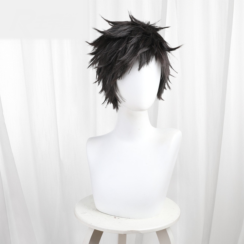 Taiki Inomata Black-brown Short Flipped Layered Cosplay Wig for Blue Box - 582A - Image 2
