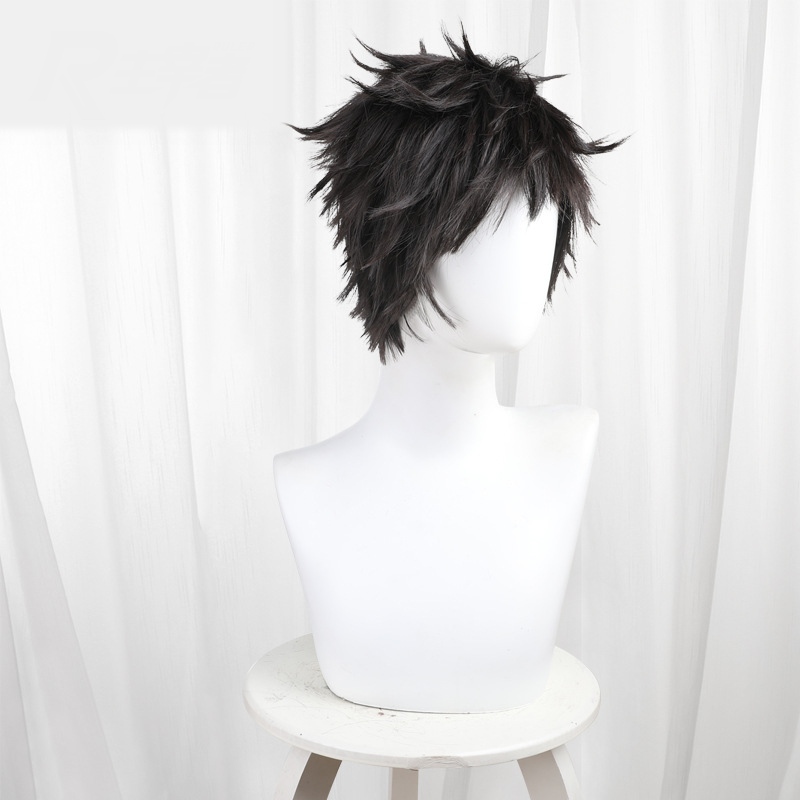 Taiki Inomata Black-brown Short Flipped Layered Cosplay Wig for Blue Box - 582A - Image 3