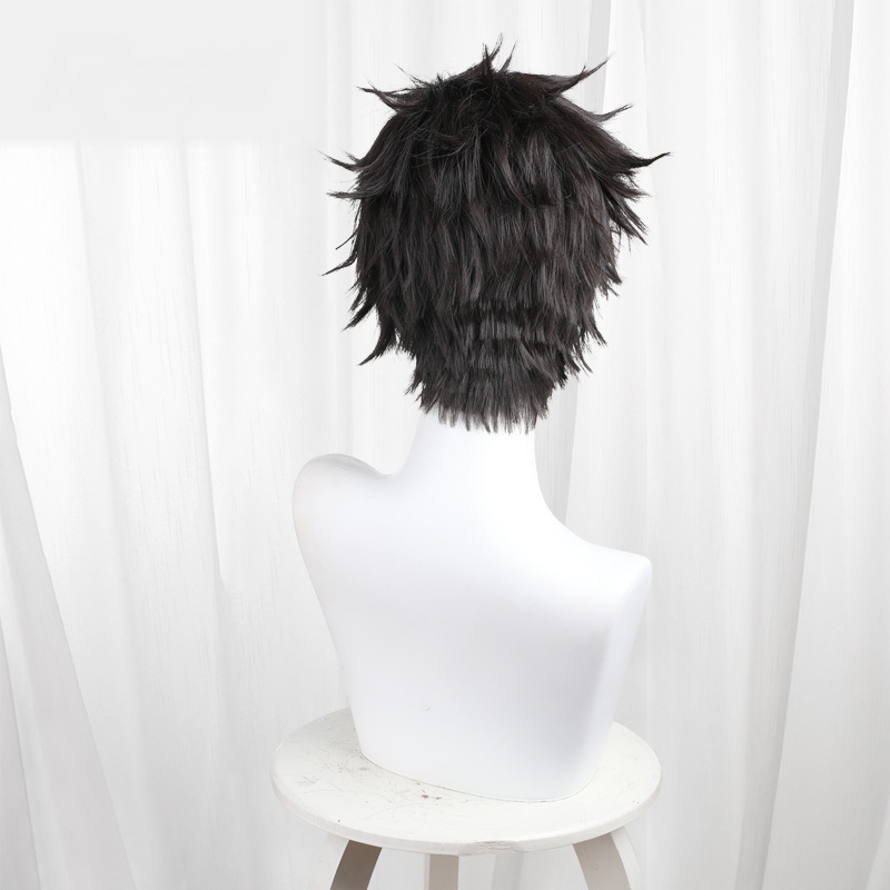 Taiki Inomata Black-brown Short Flipped Layered Cosplay Wig for Blue Box - 582A - Image 4