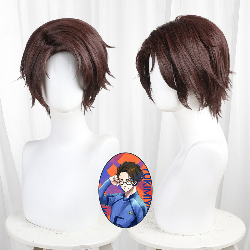 Kenyu Yukimiya Reddish Brown Blue Short Flipped Cosplay Wig for Blue Lock - 581B