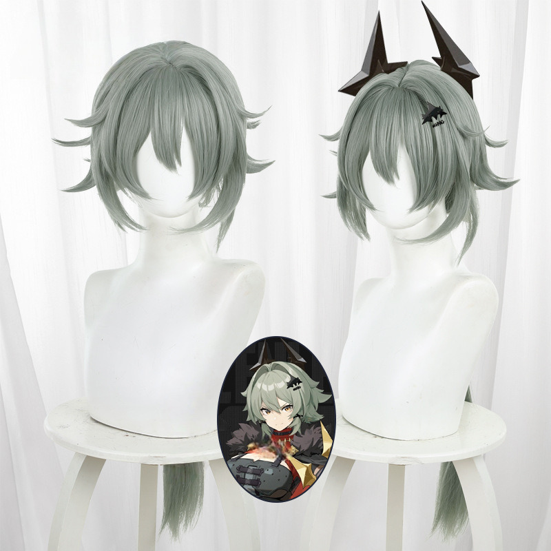 Caesar King Gray-green Scalp-top Braided Ponytail Cosplay Wig for Zenless Zone Zero - 551P - image 1