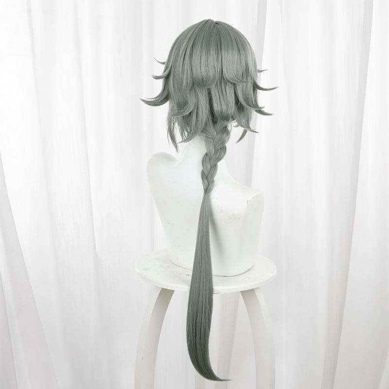 Caesar King Gray-green Scalp-top Braided Ponytail Cosplay Wig for Zenless Zone Zero - 551P - image 5