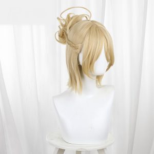 Ji Rong Jin Si Sun Chi Zhong Jin Lin Blonde Hair Bun Short Cosplay Wig for Food Fantasy - 583B