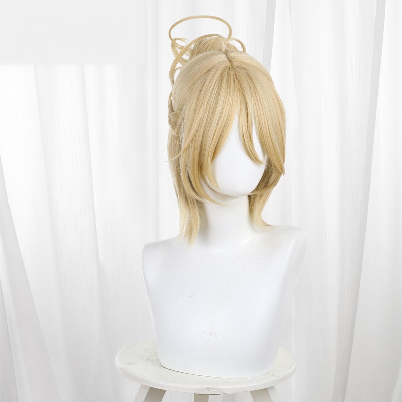 Ji Rong Jin Si Sun Chi Zhong Jin Lin Blonde Hair Bun Short Cosplay Wig for Food Fantasy - 583B - Image 2