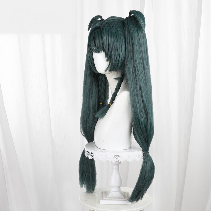 Qingyi Dark Green Scalp-top Clip-in Twin Ponytail Cosplay Wig for Zenless Zone Zero - 551O