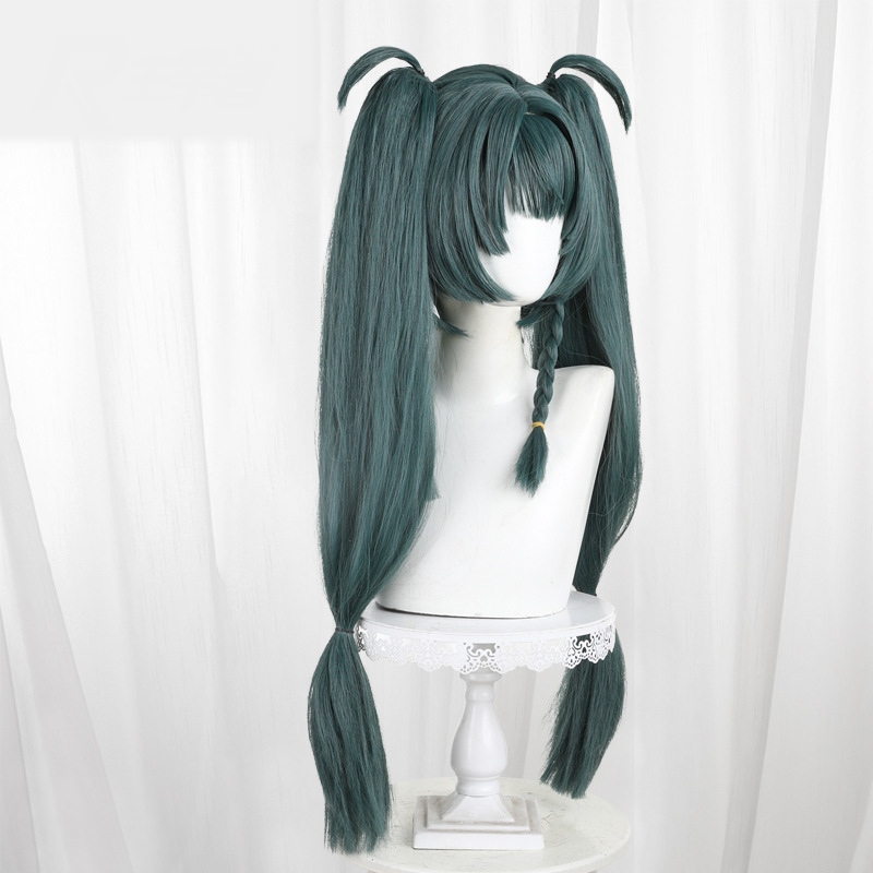 Qingyi Dark Green Scalp-top Clip-in Twin Ponytail Cosplay Wig for Zenless Zone Zero - 551O - Image 3