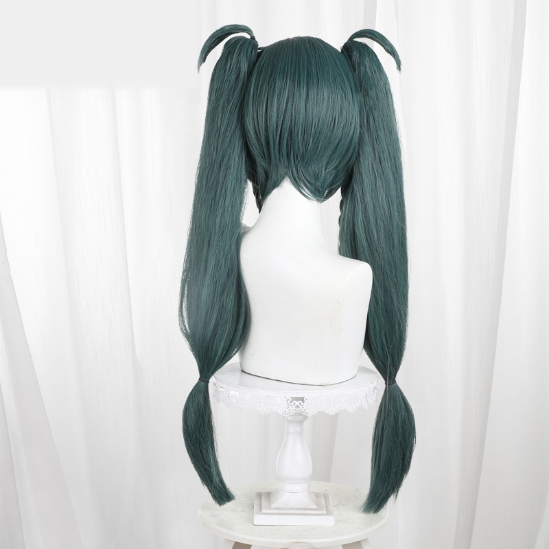 Qingyi Dark Green Scalp-top Clip-in Twin Ponytail Cosplay Wig for Zenless Zone Zero - 551O - Image 4