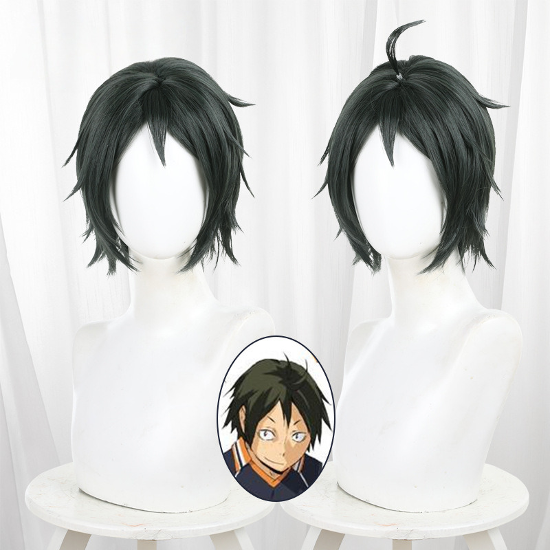 Tadashi Yamaguchi Dark Green Scalp-top Short Styled Cosplay Wig for Haikyu!! - 343I - image 1