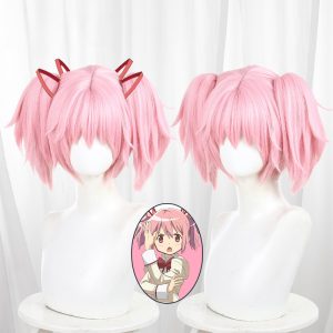 Madoka Kaname Light Pink Scalp-top Twin Ponytail Cosplay Wig for Puella Magi Madoka Magica - 208A