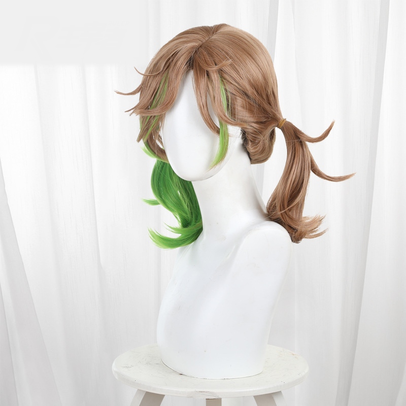 Cheerleader Brown-green Highlighted Twin Ponytail Cosplay Wig for Identity V - 476YD