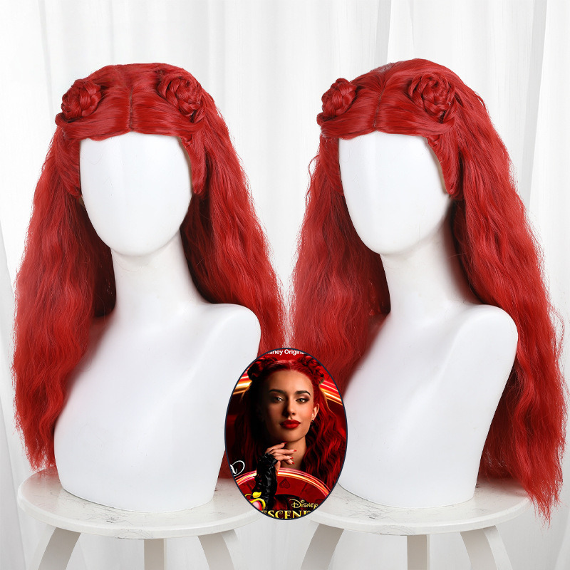 Red Red Scalp-top Braided Long Wavy Cosplay Wig for Descendants: The Rise of Red - 405L