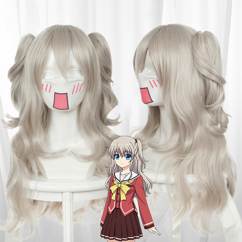 Nao Tomori Gray-white White Twin Ponytail Cosplay Wig for Charlotte - 384C