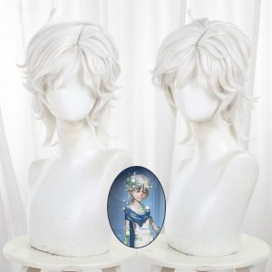 Patient Warm White Scalp-top Short Curly Cosplay Wig for Identity V - 476PE - image 1
