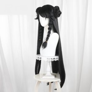 Hikari Scalp-top Long Straight Hair Bun Styled Cosplay Wig for Guilongchao - 585A