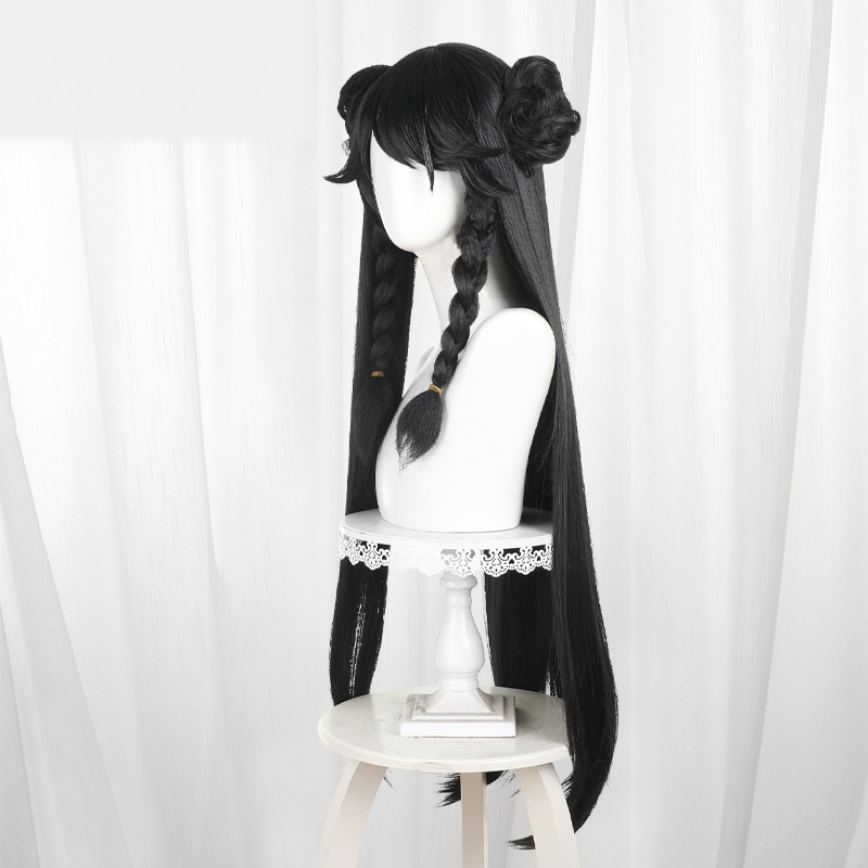Hikari Scalp-top Long Straight Hair Bun Styled Cosplay Wig for Guilongchao - 585A