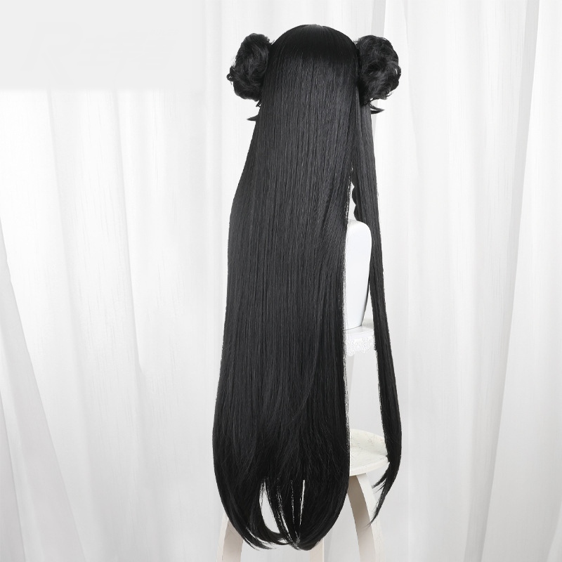 Hikari Scalp-top Long Straight Hair Bun Styled Cosplay Wig for Guilongchao - 585A - Image 4
