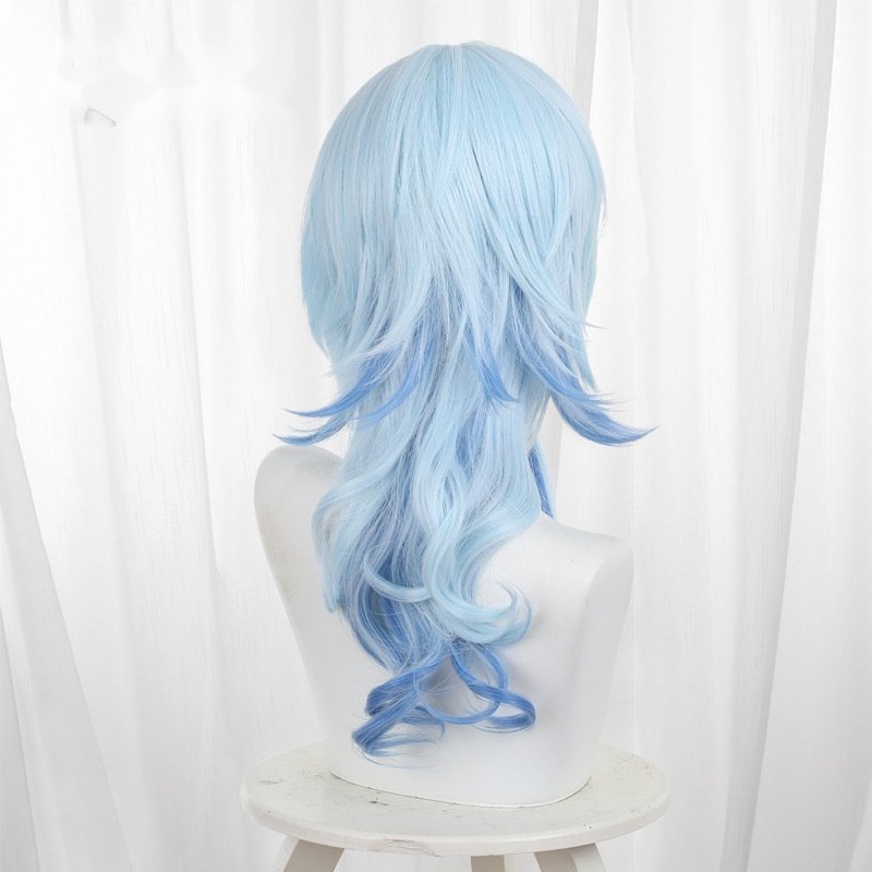 The Shorekeeper Sky Blue Gradient Scalp-top Medium-length Cosplay Wig for Wuthering Waves - 572G - Image 4