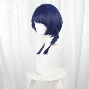 Xiangling Blue Scalp-top Twin Ponytail Braided Cosplay Wig for Genshin Impact - 559W