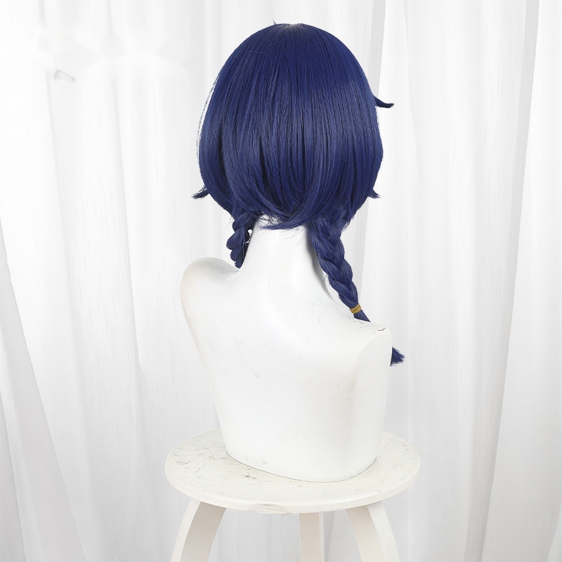 Xiangling Blue Scalp-top Twin Ponytail Braided Cosplay Wig for Genshin Impact - 559W - Image 4