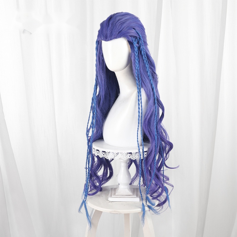 Ne Zha Gradient Blue-purple Braided Long Wavy Cosplay Wig for Ne Zha 2 - 495E