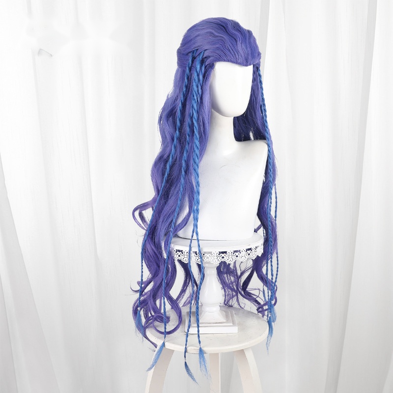 Ne Zha Gradient Blue-purple Braided Long Wavy Cosplay Wig for Ne Zha 2 - 495E - Image 2
