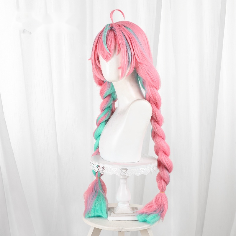 Varesa Highlighted Green Braided Long Cosplay Wig for Genshin Impact - 559X