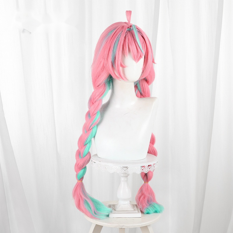 Varesa Highlighted Green Braided Long Cosplay Wig for Genshin Impact - 559X - Image 2