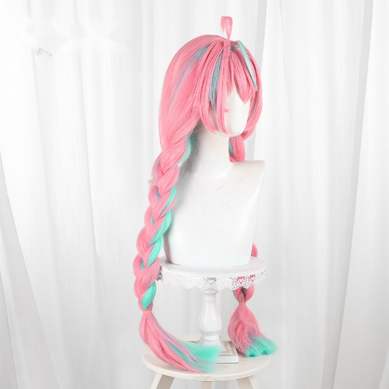 Varesa Highlighted Green Braided Long Cosplay Wig for Genshin Impact - 559X - Image 3