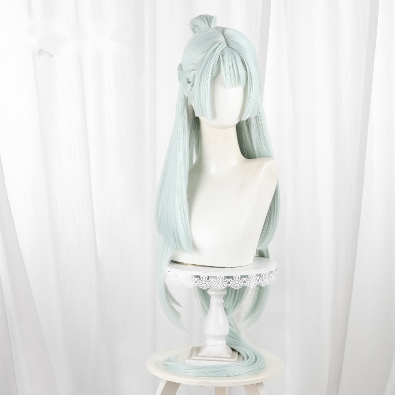 Fujimasa March Cyan Long Straight Hime Cut Cosplay Wig for Uma Musume: Cinderella Gray - 516J - Image 2