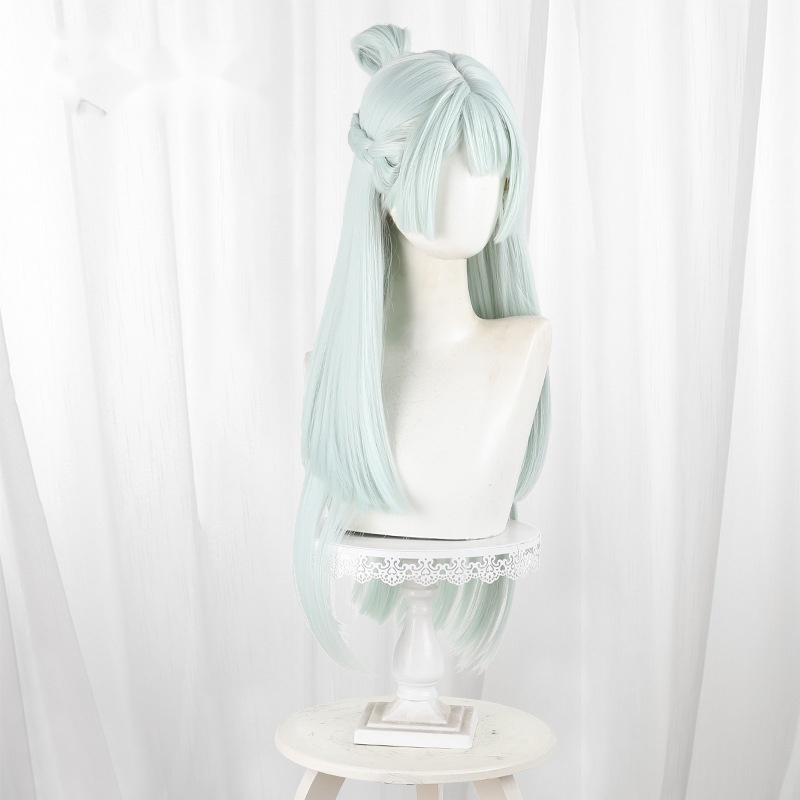Fujimasa March Cyan Long Straight Hime Cut Cosplay Wig for Uma Musume: Cinderella Gray - 516J - Image 3