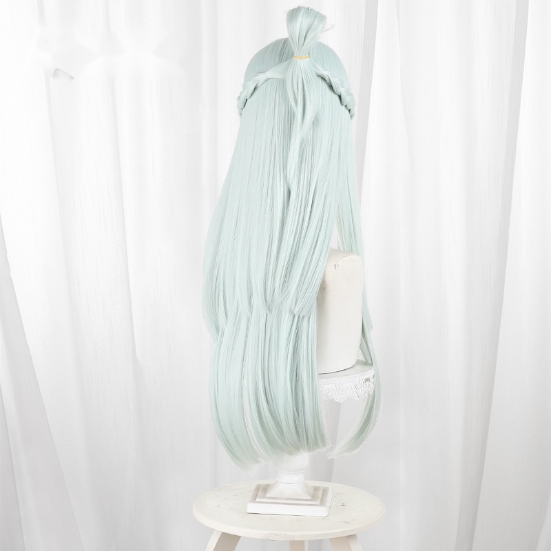 Fujimasa March Cyan Long Straight Hime Cut Cosplay Wig for Uma Musume: Cinderella Gray - 516J - Image 4