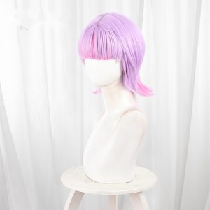 Polly Wolfen Highlighted Pink Short Flipped-up Cosplay Wig for New Panty & Stocking with Garterbelt - 518O