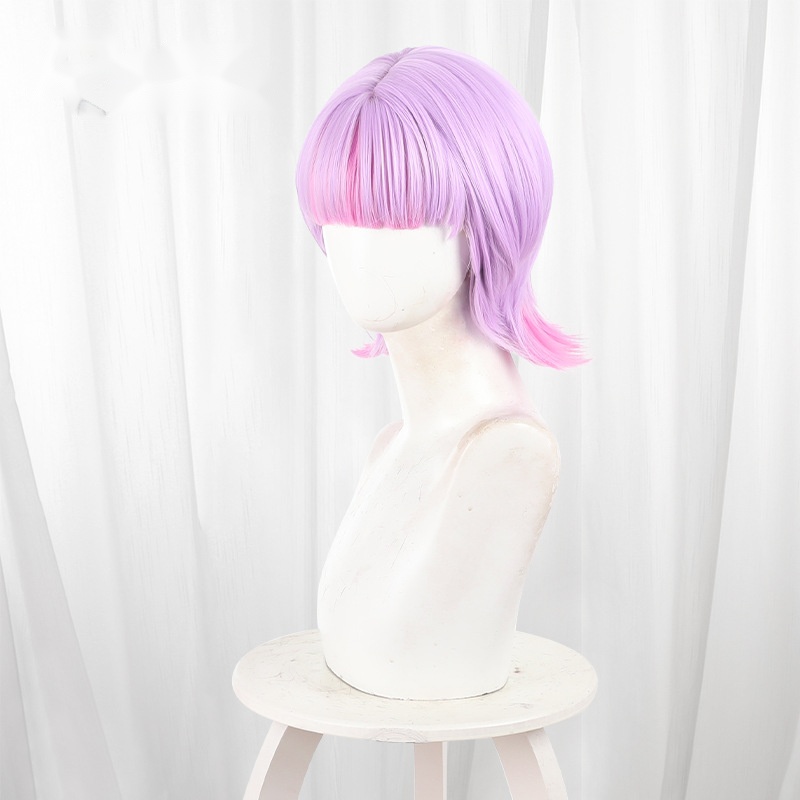 Polly Wolfen Highlighted Pink Short Flipped-up Cosplay Wig for New Panty & Stocking with Garterbelt - 518O
